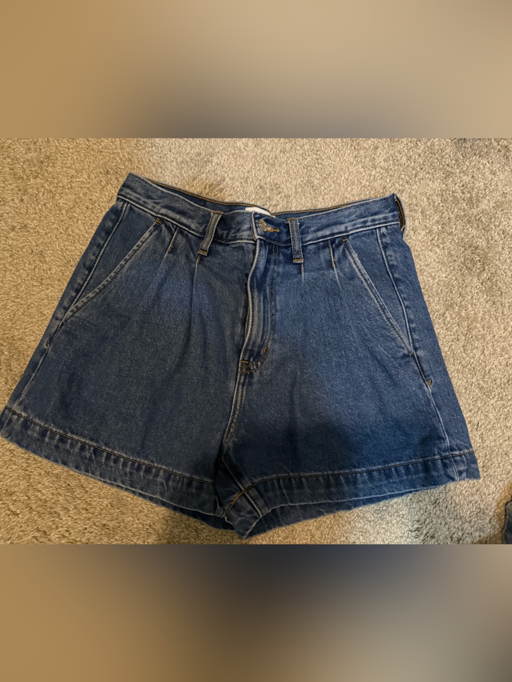 Classic High-Rise Blue Denim Jean Shorts